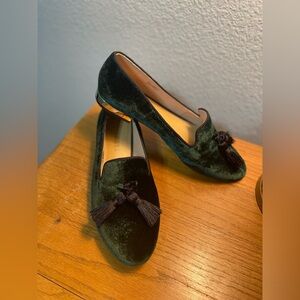 Talbots Green velvet W/ black tassels